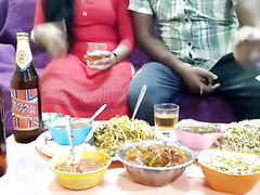 The mistress made special food for the sahib and while eating food, she kissed the cunt. Hindi with